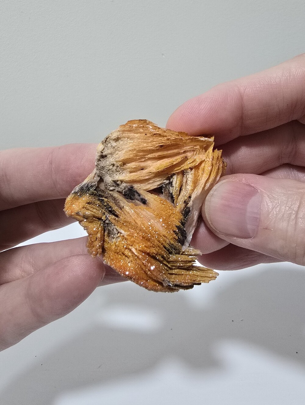 Vanadinite on Barite Crystal Cluster